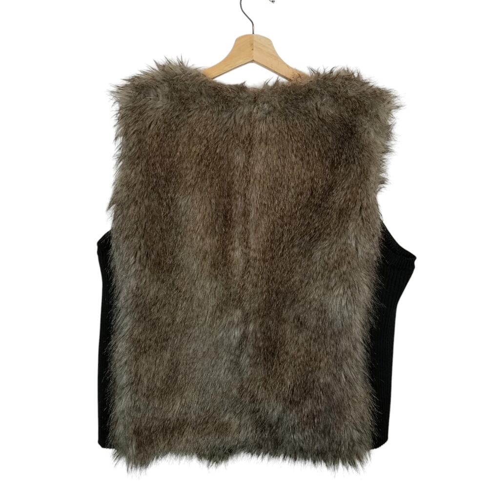 Style & Co. Women's Faux Fur Open Front Vest Black Gray Size Large - Picture 2 of 4